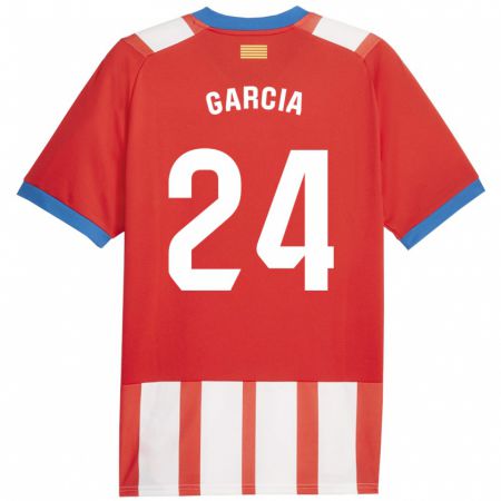 Kandiny Gyermek Borja García #24 Piros Fehér Hazai Jersey 2023/24 Mez Póló Ing