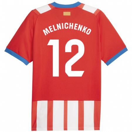 Kandiny Gyermek Dmytro Melnichenko #12 Piros Fehér Hazai Jersey 2023/24 Mez Póló Ing
