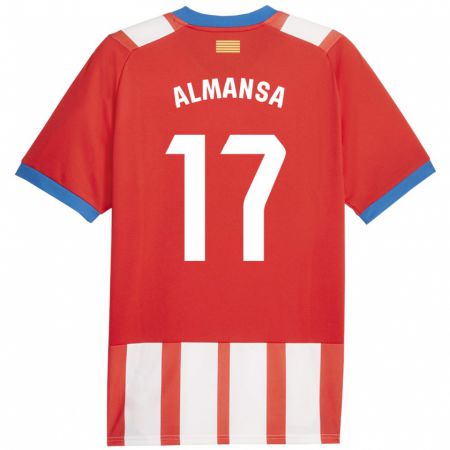 Kandiny Gyermek Alex Almansa #17 Piros Fehér Hazai Jersey 2023/24 Mez Póló Ing