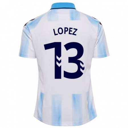 Kandiny Gyermek Carlos López #13 Fehér Kék Hazai Jersey 2023/24 Mez Póló Ing