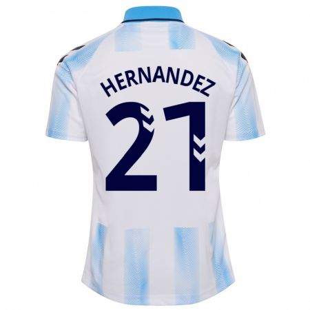 Kandiny Gyermek Juan Hernández #21 Fehér Kék Hazai Jersey 2023/24 Mez Póló Ing