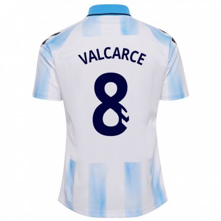Kandiny Gyermek Alejandro Valcarce #8 Fehér Kék Hazai Jersey 2023/24 Mez Póló Ing