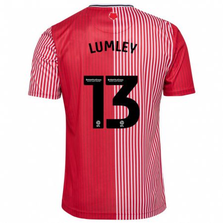 Kandiny Gyermek Joe Lumley #13 Piros Hazai Jersey 2023/24 Mez Póló Ing