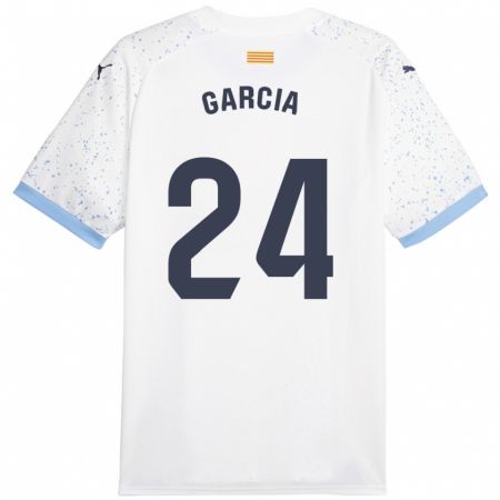 Kandiny Gyermek Borja García #24 Fehér Idegenbeli Jersey 2023/24 Mez Póló Ing