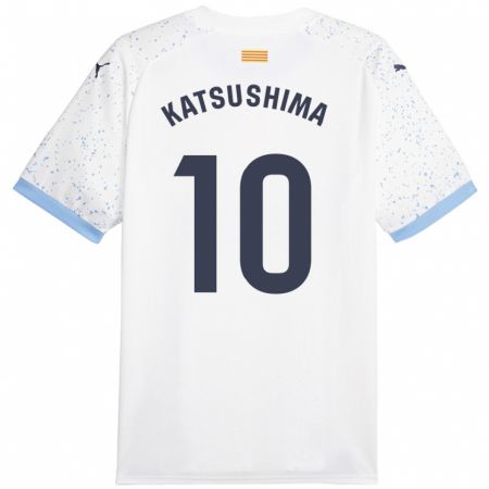 Kandiny Gyermek Shinnosuke Katsushima #10 Fehér Idegenbeli Jersey 2023/24 Mez Póló Ing