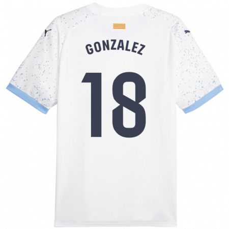 Kandiny Gyermek Gerard González #18 Fehér Idegenbeli Jersey 2023/24 Mez Póló Ing