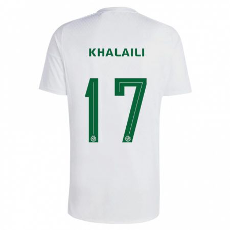 Kandiny Gyermek Iyad Khalaili #17 Zöldes-Kék Idegenbeli Jersey 2023/24 Mez Póló Ing