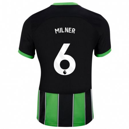 Kandiny Gyermek James Milner #6 Fekete Zöld Idegenbeli Jersey 2023/24 Mez Póló Ing