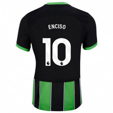 Kandiny Gyermek Julio Enciso #10 Fekete Zöld Idegenbeli Jersey 2023/24 Mez Póló Ing