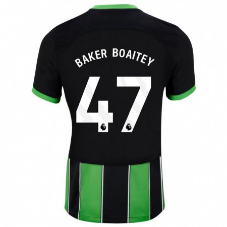 Kandiny Gyermek Benicio Baker-Boaitey #47 Fekete Zöld Idegenbeli Jersey 2023/24 Mez Póló Ing