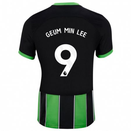 Kandiny Gyermek Lee Geum-Min #9 Fekete Zöld Idegenbeli Jersey 2023/24 Mez Póló Ing
