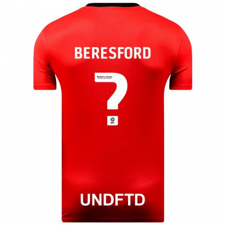 Kandiny Gyermek Ben Beresford #0 Piros Idegenbeli Jersey 2023/24 Mez Póló Ing