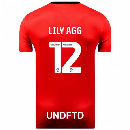 Kandiny Gyermek Lily Agg #12 Piros Idegenbeli Jersey 2023/24 Mez Póló Ing