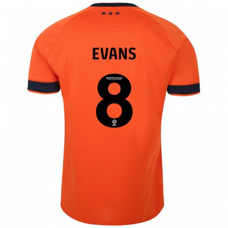 Kandiny Gyermek Lee Evans #8 Narancs Idegenbeli Jersey 2023/24 Mez Póló Ing