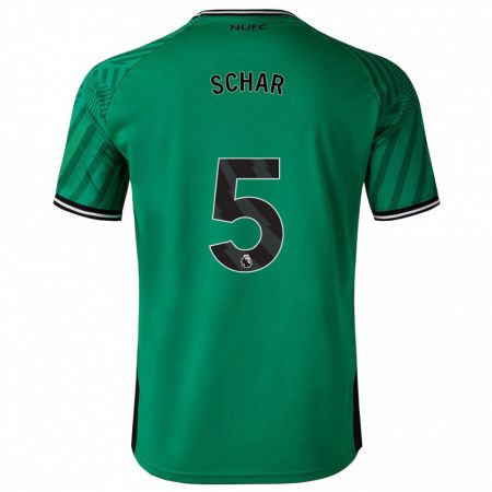 Kandiny Gyermek Fabian Schär #5 Zöld Idegenbeli Jersey 2023/24 Mez Póló Ing