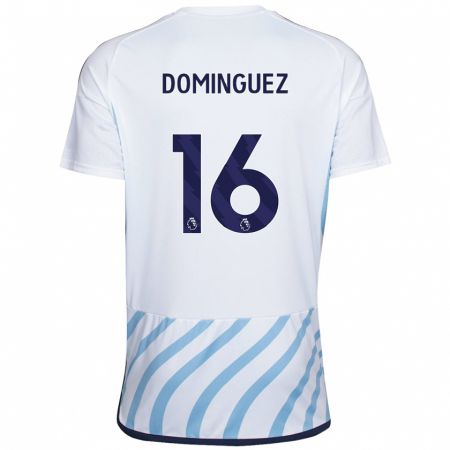 Kandiny Gyermek Nicolás Domínguez #16 Fehér Kék Idegenbeli Jersey 2023/24 Mez Póló Ing