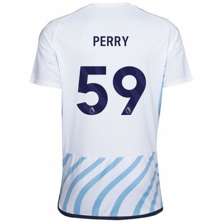 Kandiny Gyermek Ben Perry #59 Fehér Kék Idegenbeli Jersey 2023/24 Mez Póló Ing