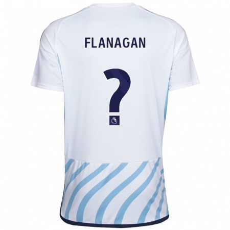 Kandiny Gyermek Theo Flanagan #0 Fehér Kék Idegenbeli Jersey 2023/24 Mez Póló Ing