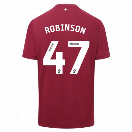 Kandiny Gyermek Callum Robinson #47 Piros Idegenbeli Jersey 2023/24 Mez Póló Ing