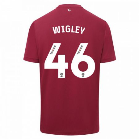 Kandiny Gyermek Morgan Wigley #46 Piros Idegenbeli Jersey 2023/24 Mez Póló Ing