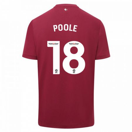 Kandiny Gyermek Phoebie Poole #18 Piros Idegenbeli Jersey 2023/24 Mez Póló Ing
