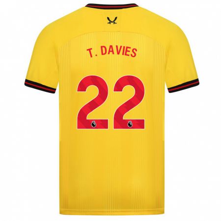 Kandiny Gyermek Tom Davies #22 Sárga Idegenbeli Jersey 2023/24 Mez Póló Ing