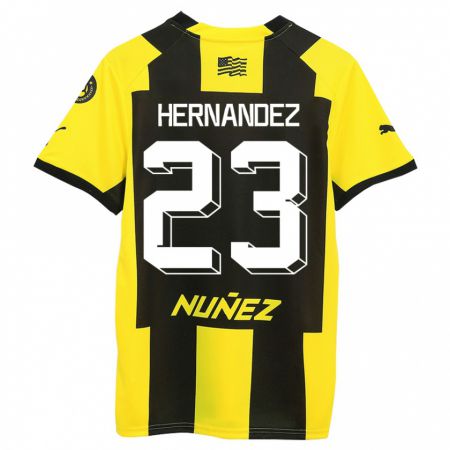 Kandiny Férfi Abel Hernández #23 Sárga Fekete Hazai Jersey 2023/24 Mez Póló Ing
