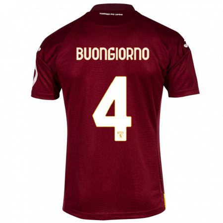 Kandiny Férfi Alessandro Buongiorno #4 Sötét Vörös Hazai Jersey 2023/24 Mez Póló Ing