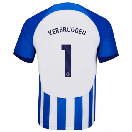 Kandiny Férfi Bart Verbruggen #1 Kék Hazai Jersey 2023/24 Mez Póló Ing