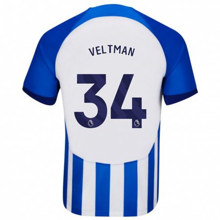 Kandiny Férfi Joël Veltman #34 Kék Hazai Jersey 2023/24 Mez Póló Ing