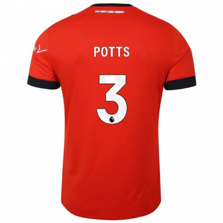 Kandiny Férfi Dan Potts #3 Piros Hazai Jersey 2023/24 Mez Póló Ing