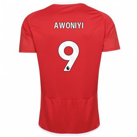 Kandiny Férfi Taiwo Awoniyi #9 Piros Hazai Jersey 2023/24 Mez Póló Ing