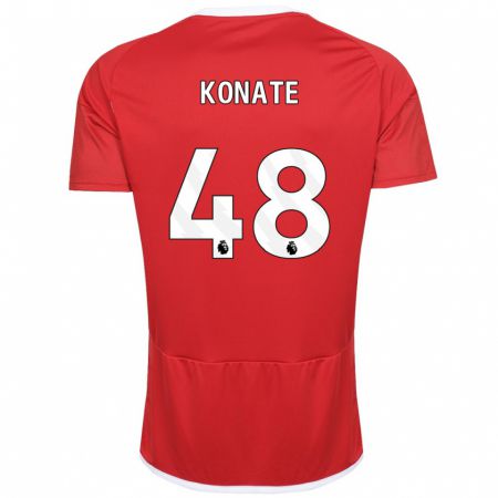 Kandiny Férfi Ateef Konaté #48 Piros Hazai Jersey 2023/24 Mez Póló Ing