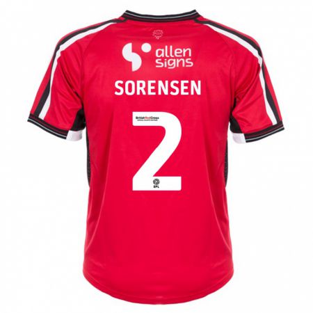 Kandiny Férfi Lasse Sörensen #2 Piros Hazai Jersey 2023/24 Mez Póló Ing