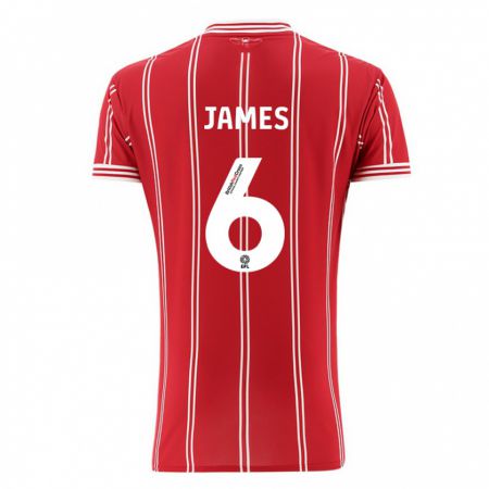 Kandiny Férfi Matty James #6 Piros Hazai Jersey 2023/24 Mez Póló Ing