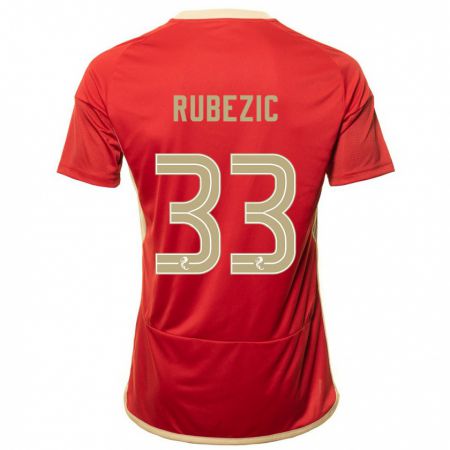 Kandiny Férfi Slobodan Rubezic #33 Piros Hazai Jersey 2023/24 Mez Póló Ing