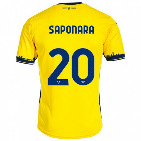 Kandiny Férfi Riccardo Saponara #20 Sárga Idegenbeli Jersey 2023/24 Mez Póló Ing