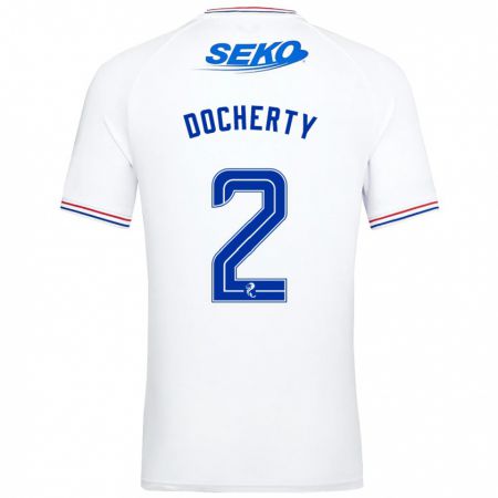 Kandiny Férfi Nicola Docherty #2 Fehér Idegenbeli Jersey 2023/24 Mez Póló Ing