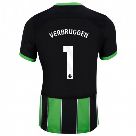 Kandiny Férfi Bart Verbruggen #1 Fekete Zöld Idegenbeli Jersey 2023/24 Mez Póló Ing