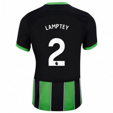 Kandiny Férfi Tariq Lamptey #2 Fekete Zöld Idegenbeli Jersey 2023/24 Mez Póló Ing