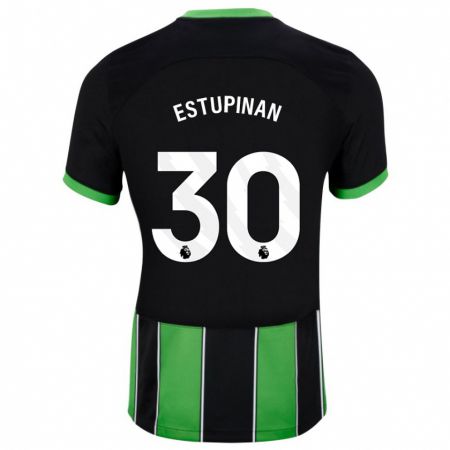Kandiny Férfi Pervis Estupiñán #30 Fekete Zöld Idegenbeli Jersey 2023/24 Mez Póló Ing