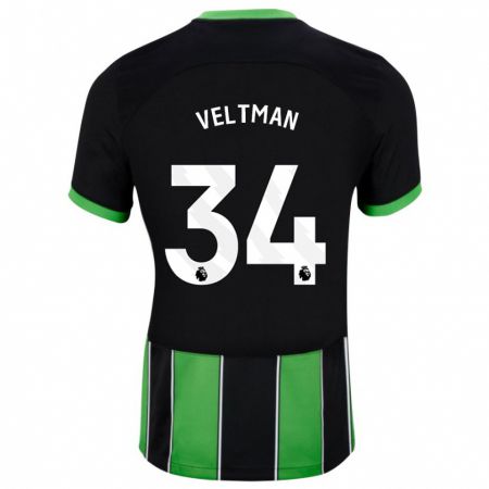 Kandiny Férfi Joël Veltman #34 Fekete Zöld Idegenbeli Jersey 2023/24 Mez Póló Ing