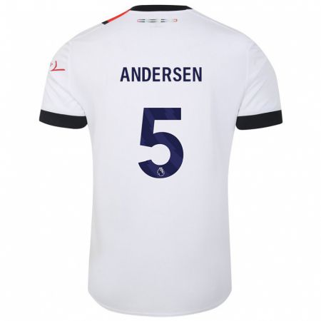 Kandiny Férfi Mads Andersen #5 Fehér Idegenbeli Jersey 2023/24 Mez Póló Ing