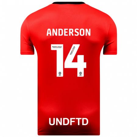Kandiny Férfi Keshi Anderson #14 Piros Idegenbeli Jersey 2023/24 Mez Póló Ing
