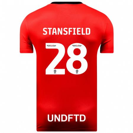 Kandiny Férfi Jay Stansfield #28 Piros Idegenbeli Jersey 2023/24 Mez Póló Ing