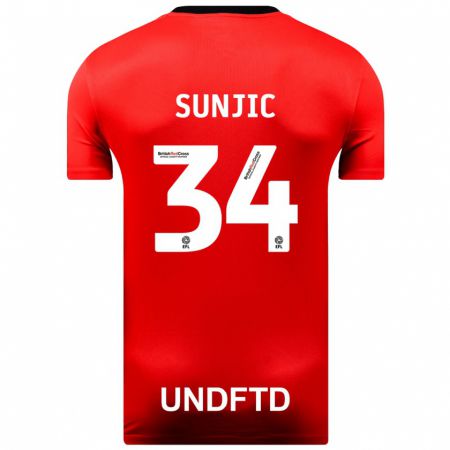 Kandiny Férfi Ivan Sunjic #34 Piros Idegenbeli Jersey 2023/24 Mez Póló Ing