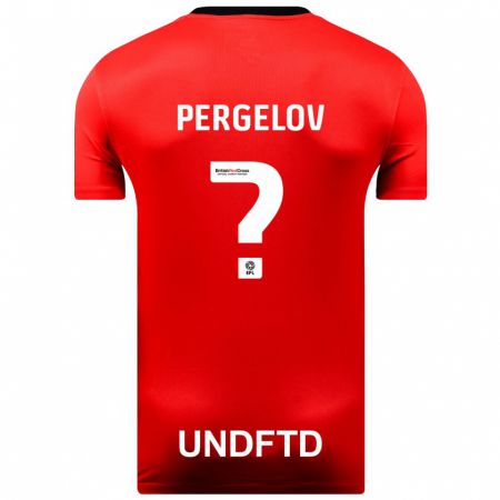 Kandiny Férfi Stoyan Pergelov #0 Piros Idegenbeli Jersey 2023/24 Mez Póló Ing