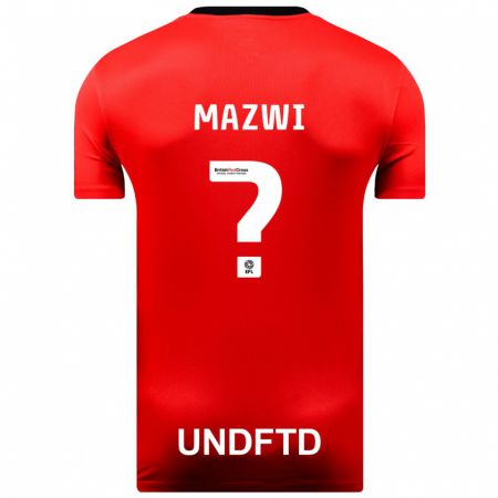Kandiny Férfi Menzi Mazwi #0 Piros Idegenbeli Jersey 2023/24 Mez Póló Ing
