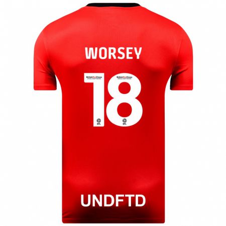 Kandiny Férfi Louanne Worsey #18 Piros Idegenbeli Jersey 2023/24 Mez Póló Ing