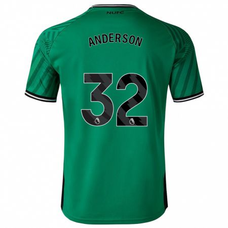 Kandiny Férfi Elliot Anderson #32 Zöld Idegenbeli Jersey 2023/24 Mez Póló Ing